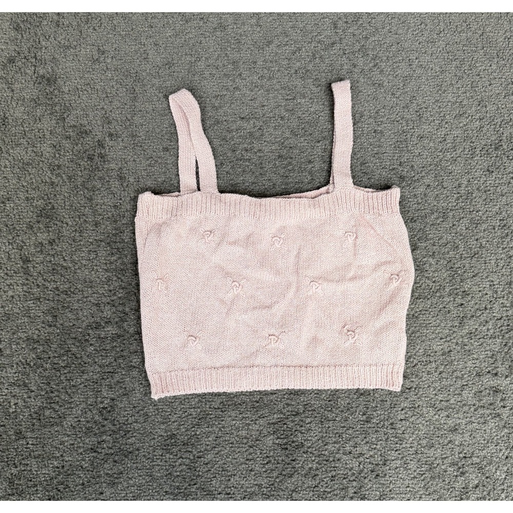 ASTR The Label Dusty Rose Knit Floral Rosebud Camisole Crop Top Small ACT16635
